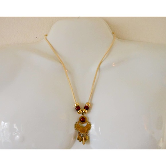 Vintage Corded Faux Jasper Necklace , Southwest - Picture 6 of 6